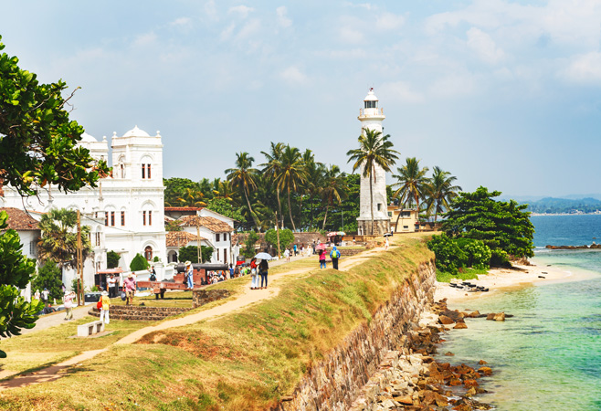 Views along Galle's fortified ramparts are particularly striking in the drier months