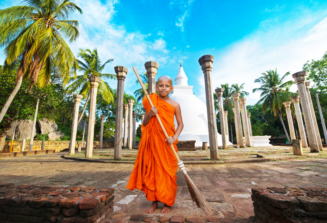 The Ambasthala Dagoba platform in Mihintale is a sacred Solosmasthana site central to Poson Poya pilgrimages