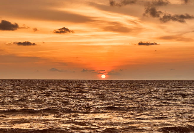Peaceful evening sunset on Moratuwa beach, Sri Lanka